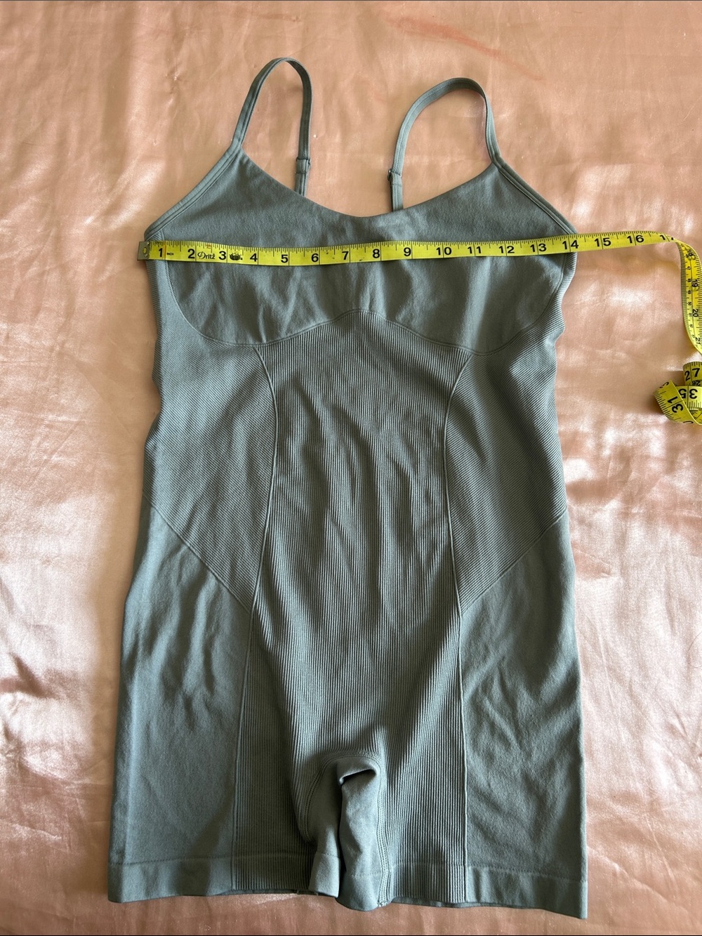 Colsie Grey Ribbed Tank Short One-Piece - Picture 6 of 6